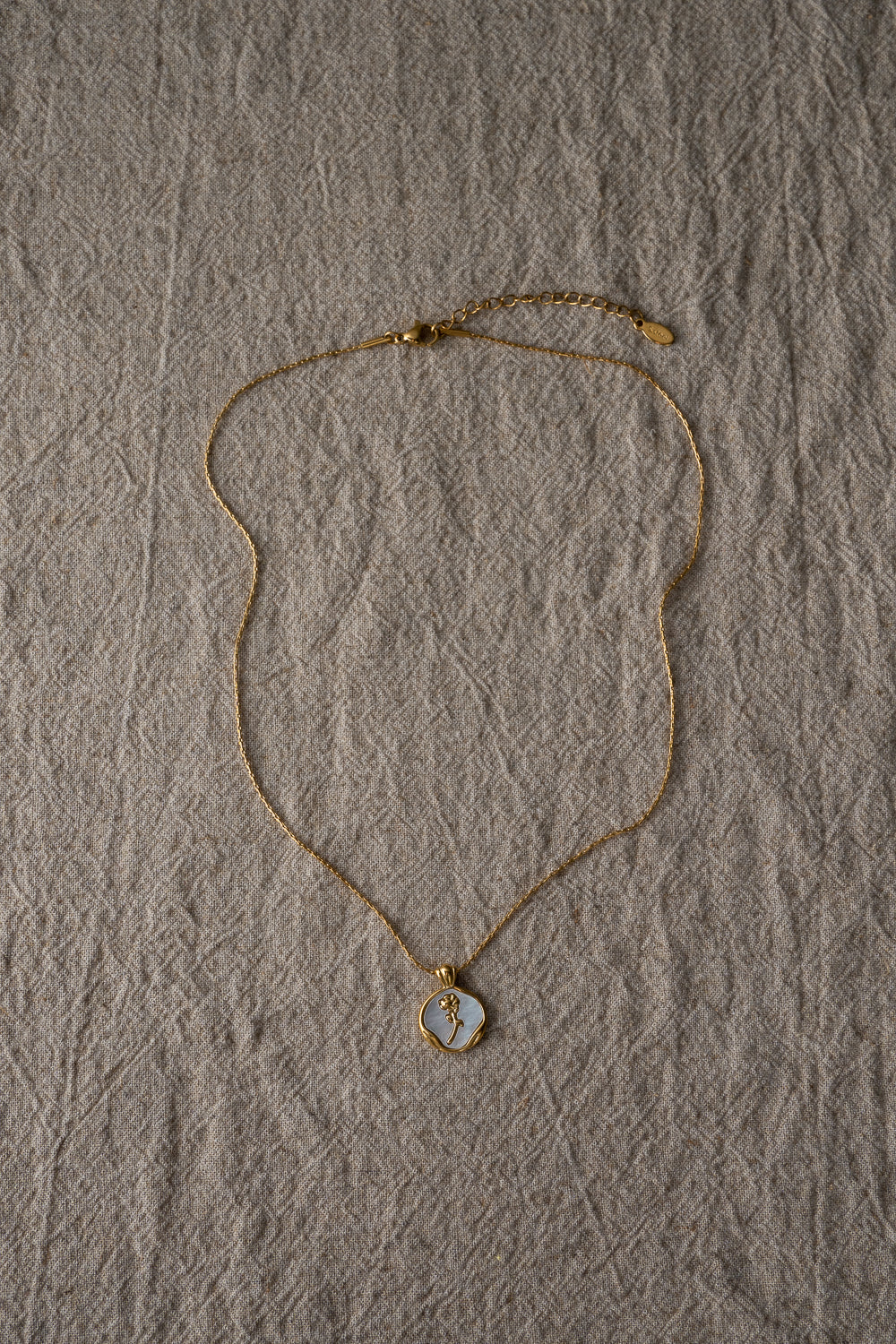 Gold Mother of Pearl Rose Necklace