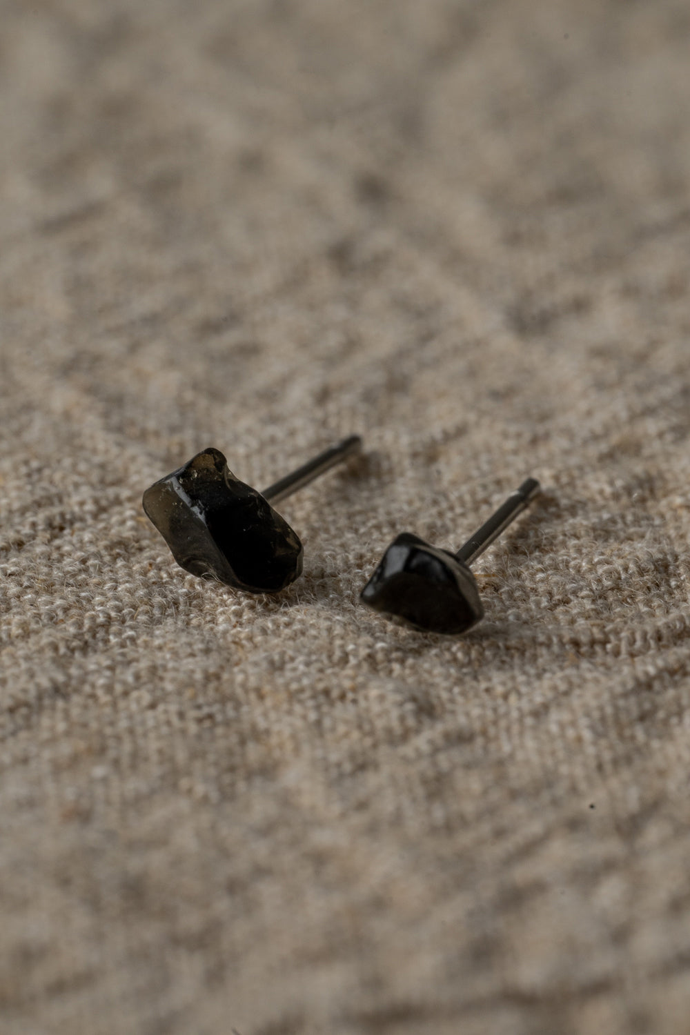 Black Agate Stud Earrings