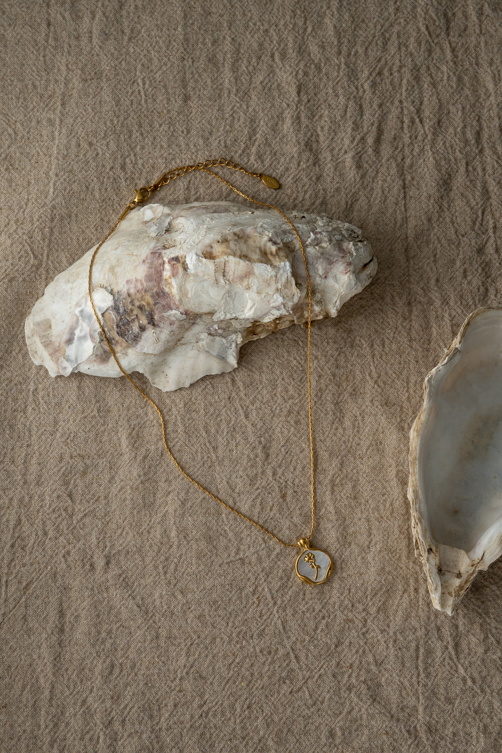 Gold Mother of Pearl Rose Necklace
