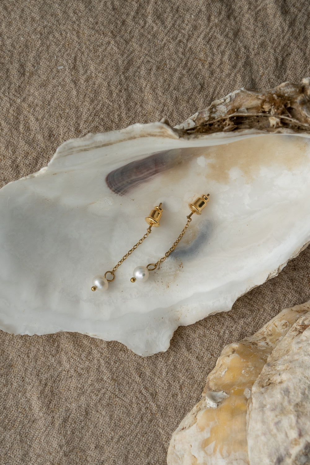 Freshwater Pearl Chain Drop Earrings