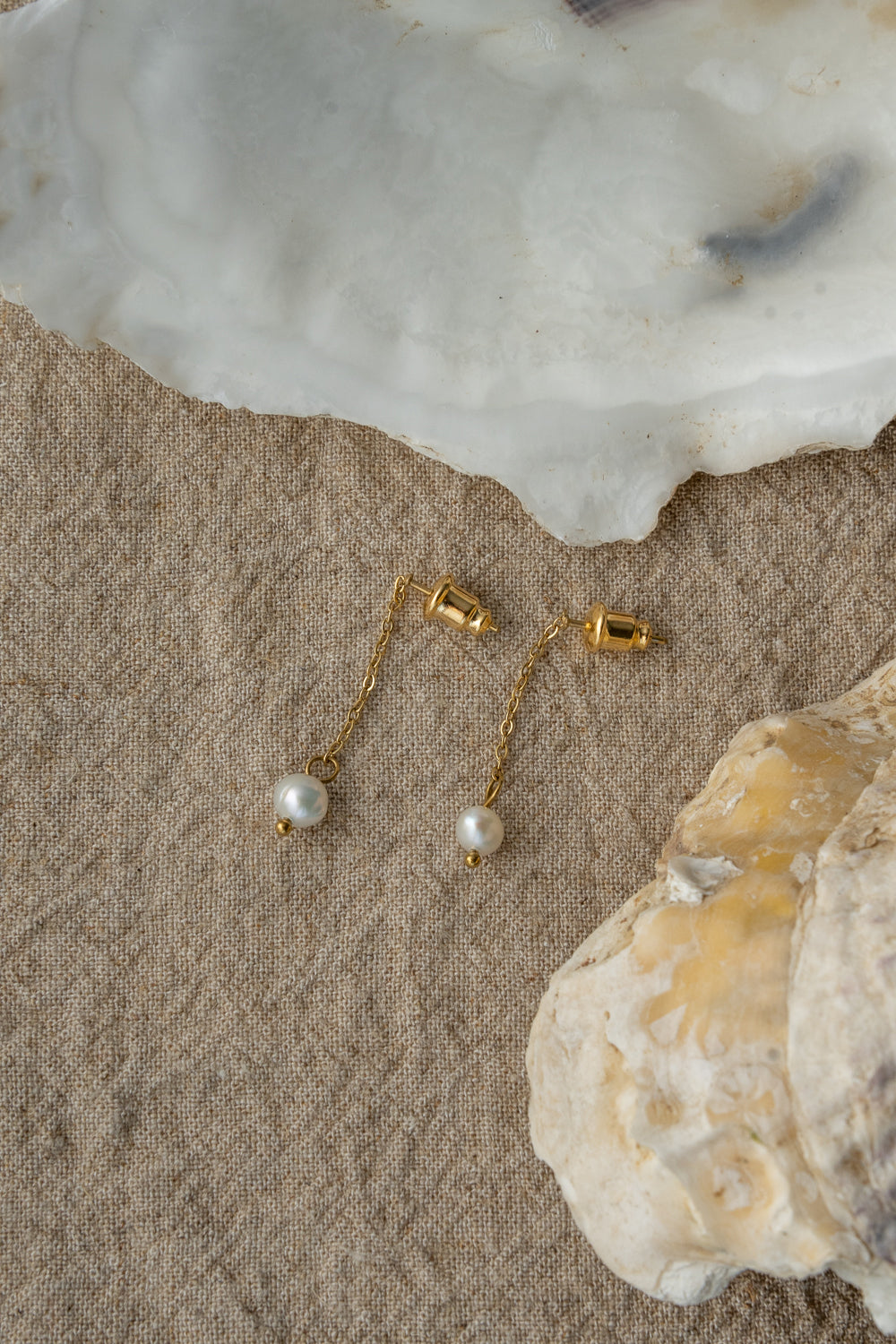 Freshwater Pearl Chain Drop Earrings