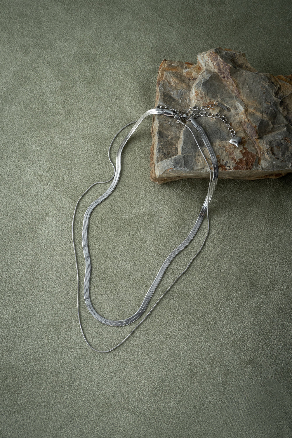 Silver Snake Chain Necklace Set