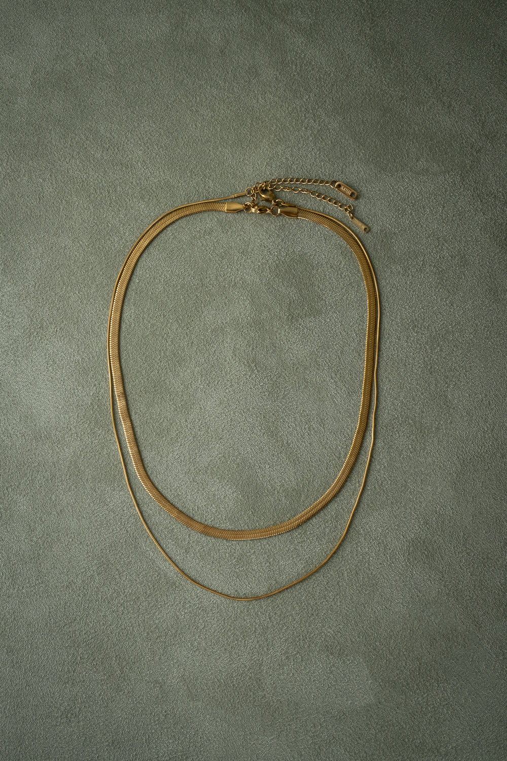 Gold Double Snack Chain Necklace Set