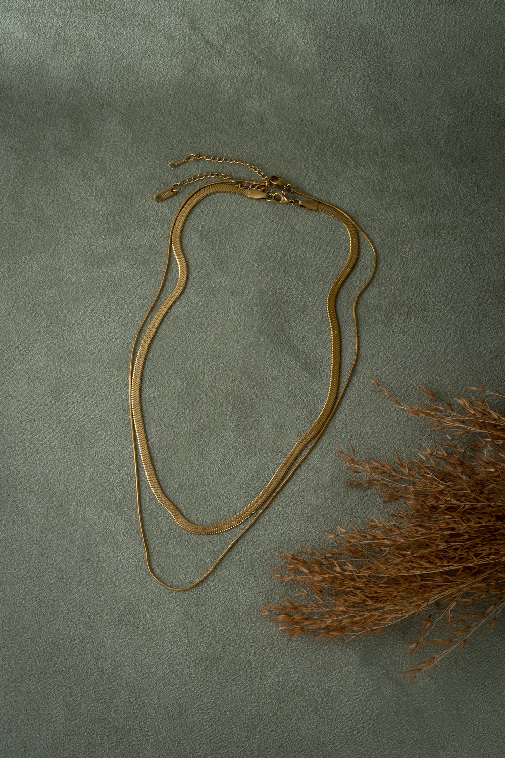 Gold Double Snack Chain Necklace Set
