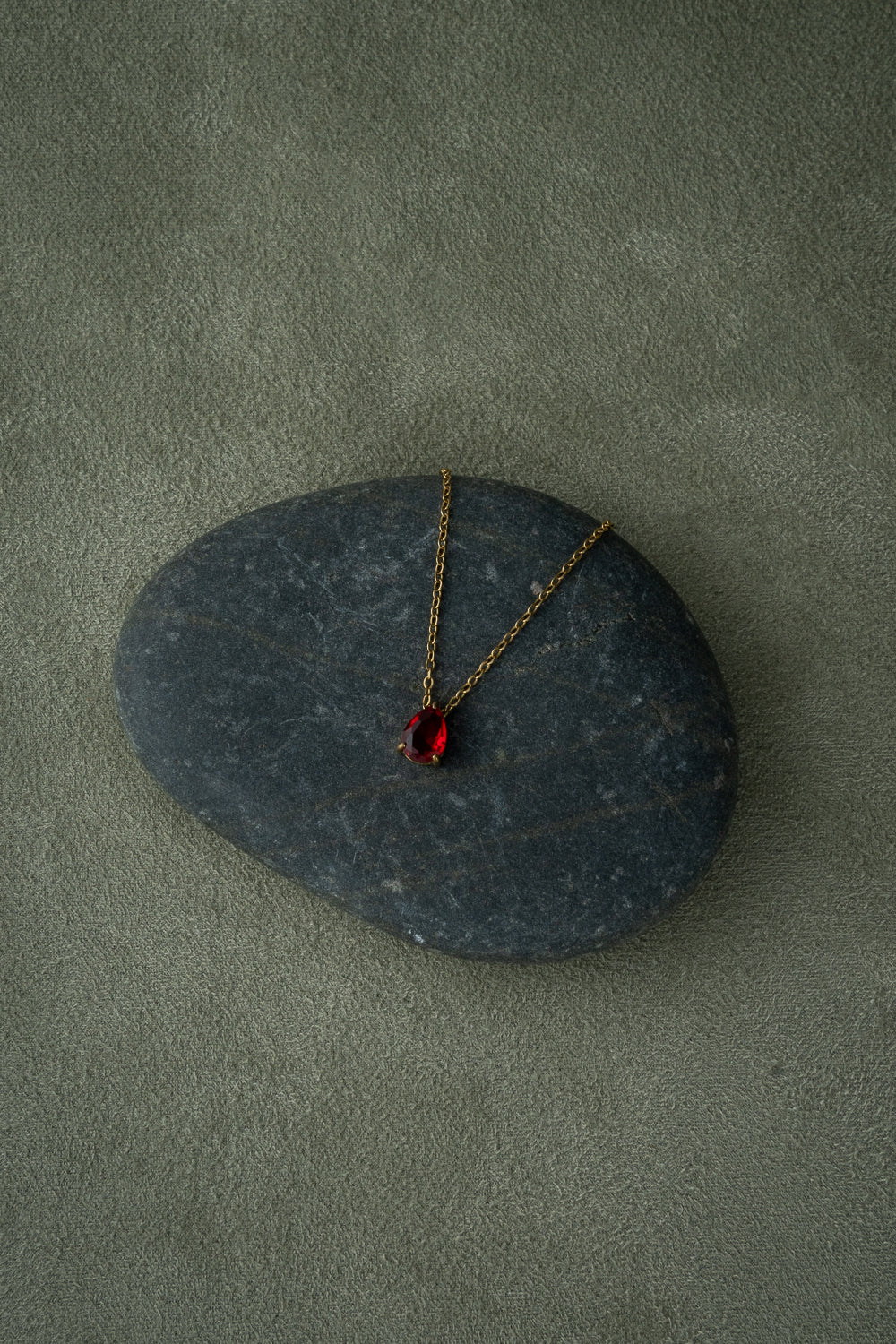 Red Zircon Teardrop Necklace