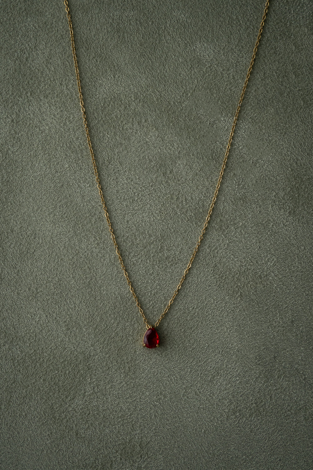 Red Zircon Teardrop Necklace