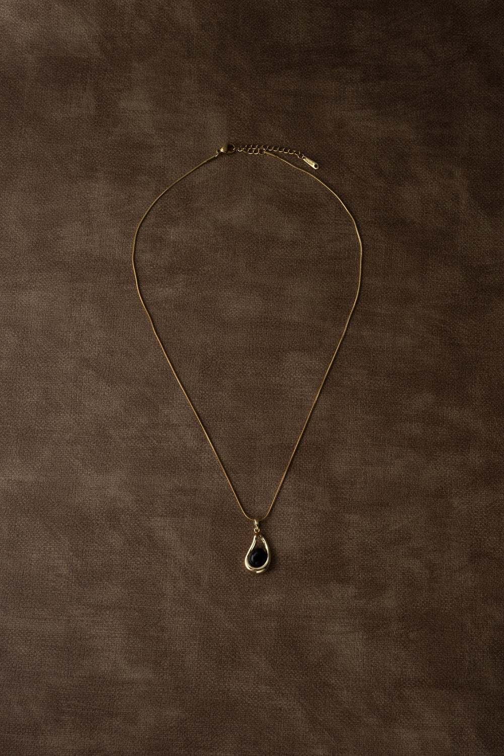 Black Agate Teardrop Necklace