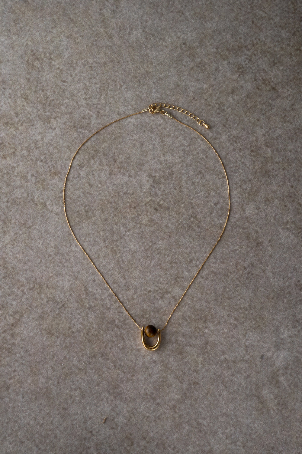 Tiger Eye U-Shape Pendant Necklace
