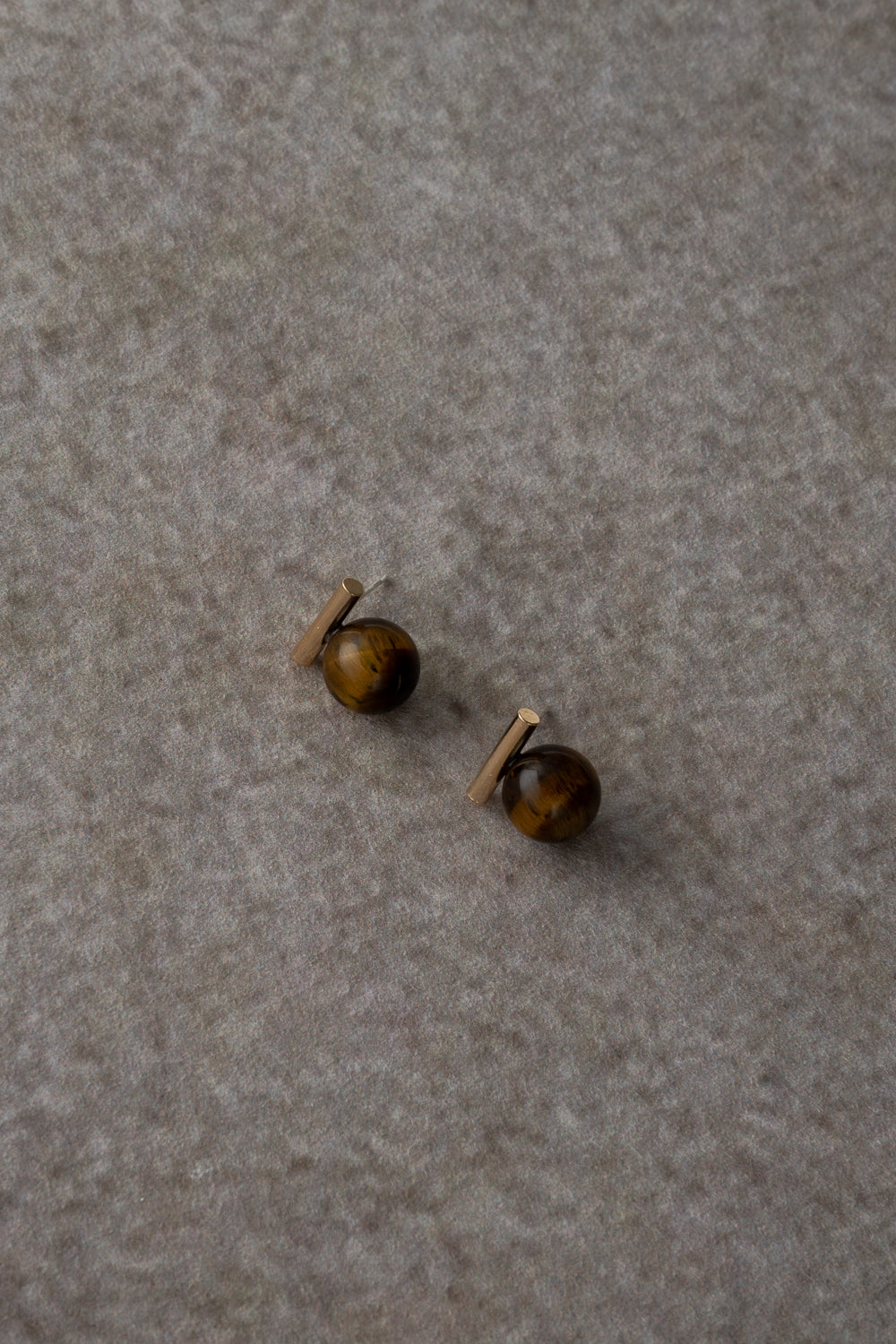 Tiger Eye Bar Stud Earrings