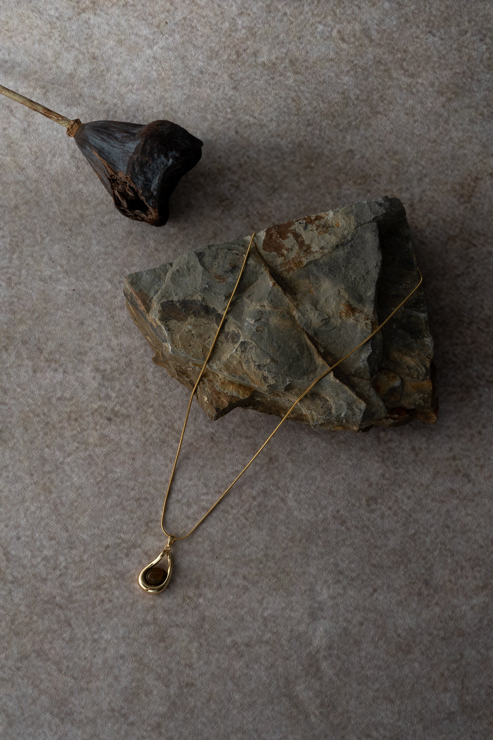Tiger Eye Teardrop Necklace