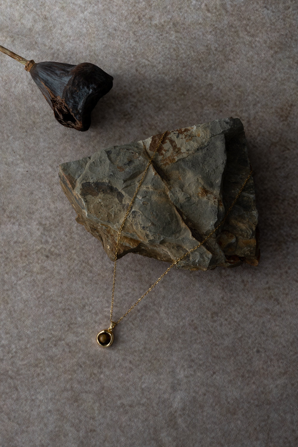 Tiger Eye Oval Pendant Necklace
