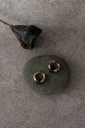 Gold Hoop Earrings with Tiger Eye