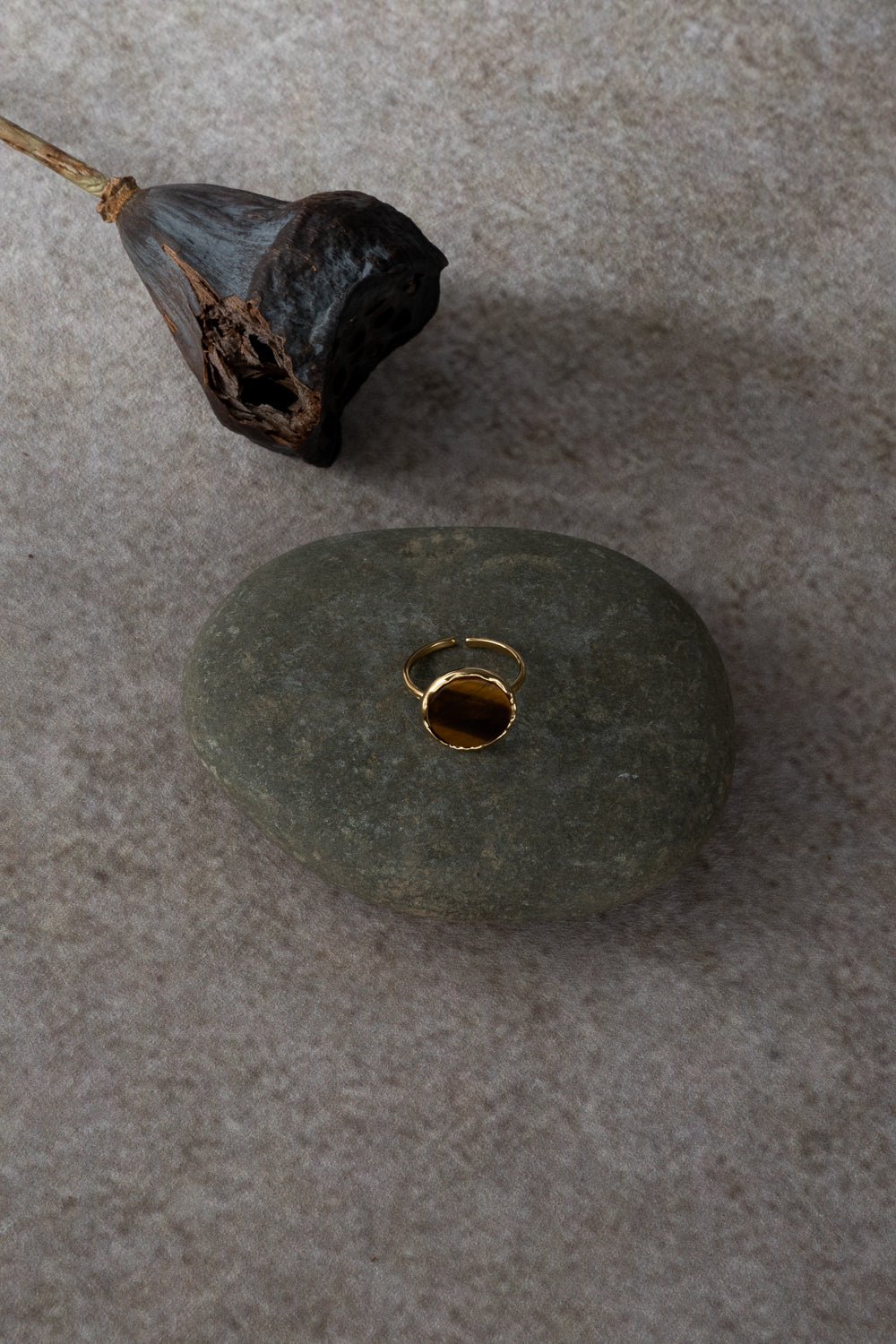 Adjustable Tiger Eye Signet Ring