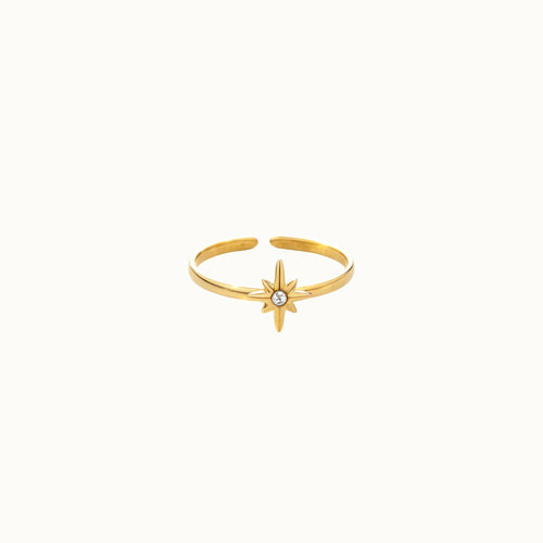 Adjustable Gold Star Zircon Ring