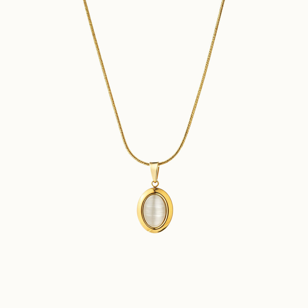 Cat's Eye Oval Pendant Necklace