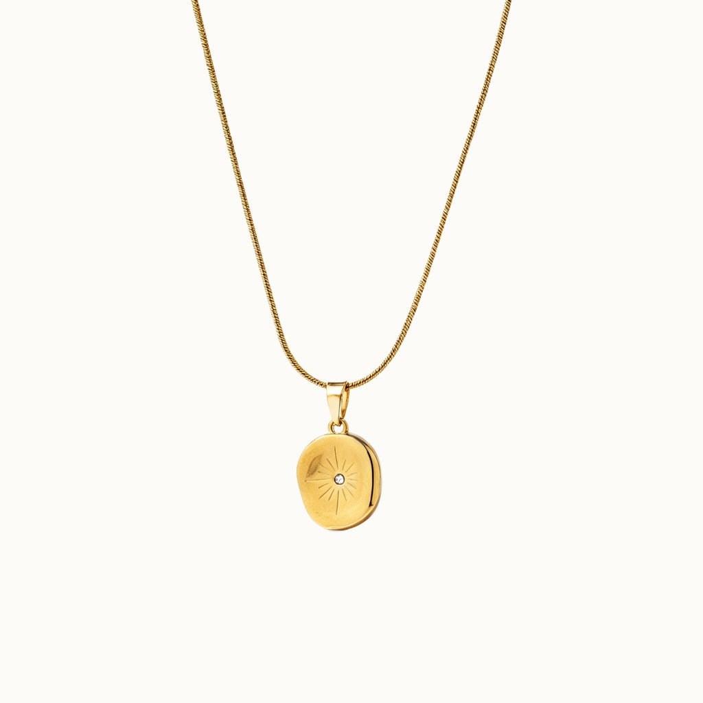 Gold Engraved Coin Necklace