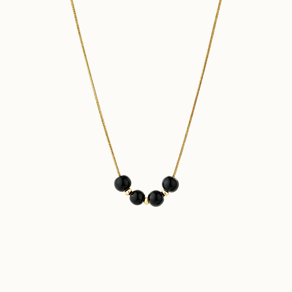 Black Agate Beaded Necklace
