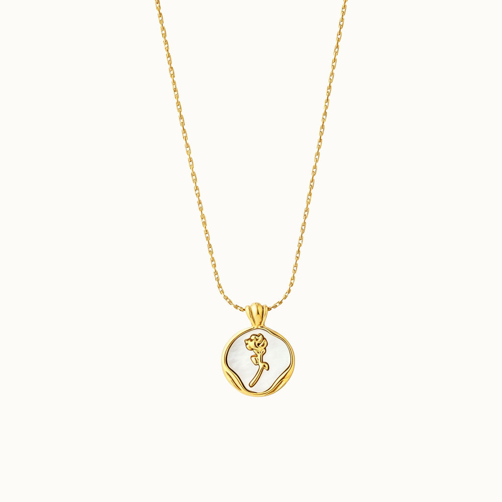Gold Mother of Pearl Rose Necklace