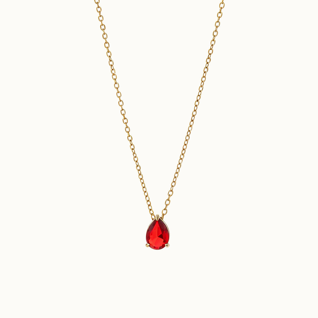 Red Zircon Teardrop Necklace