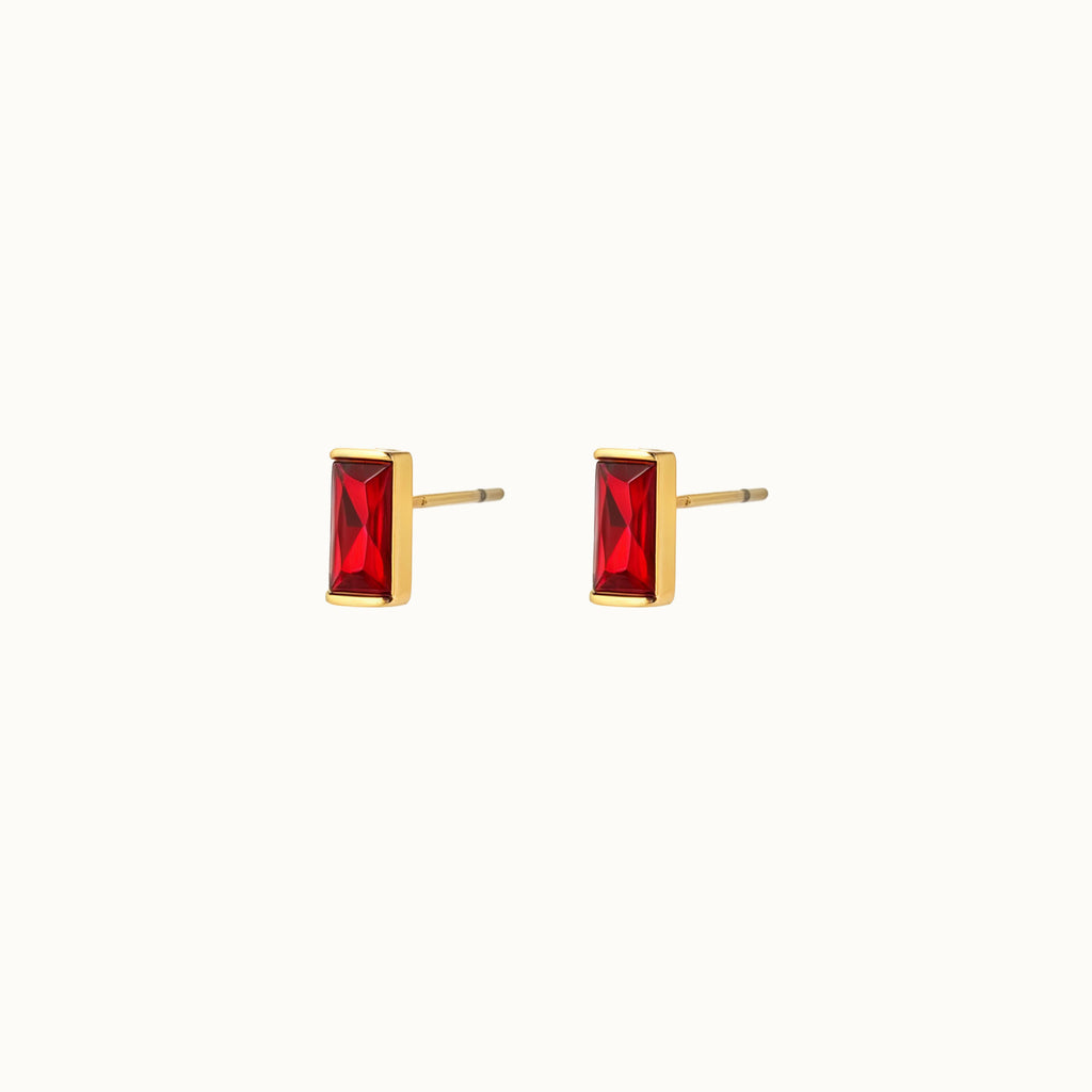 Red Zircon Stud Earrings