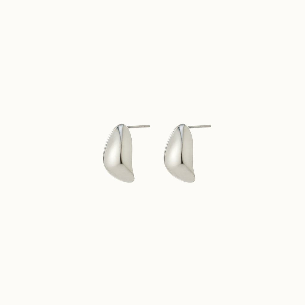 Silver Pebble Stud Earrings