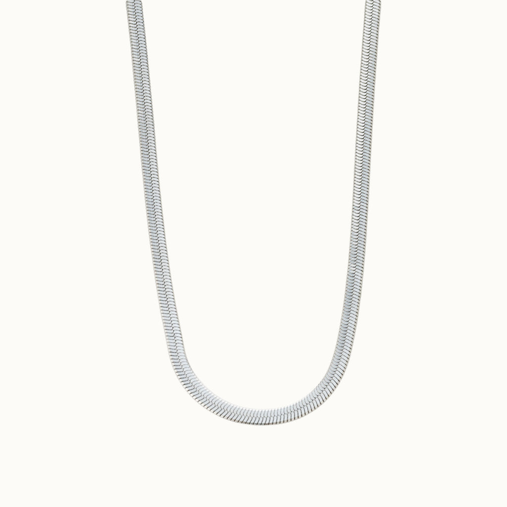 Silver Flat Snake Chain Necklace