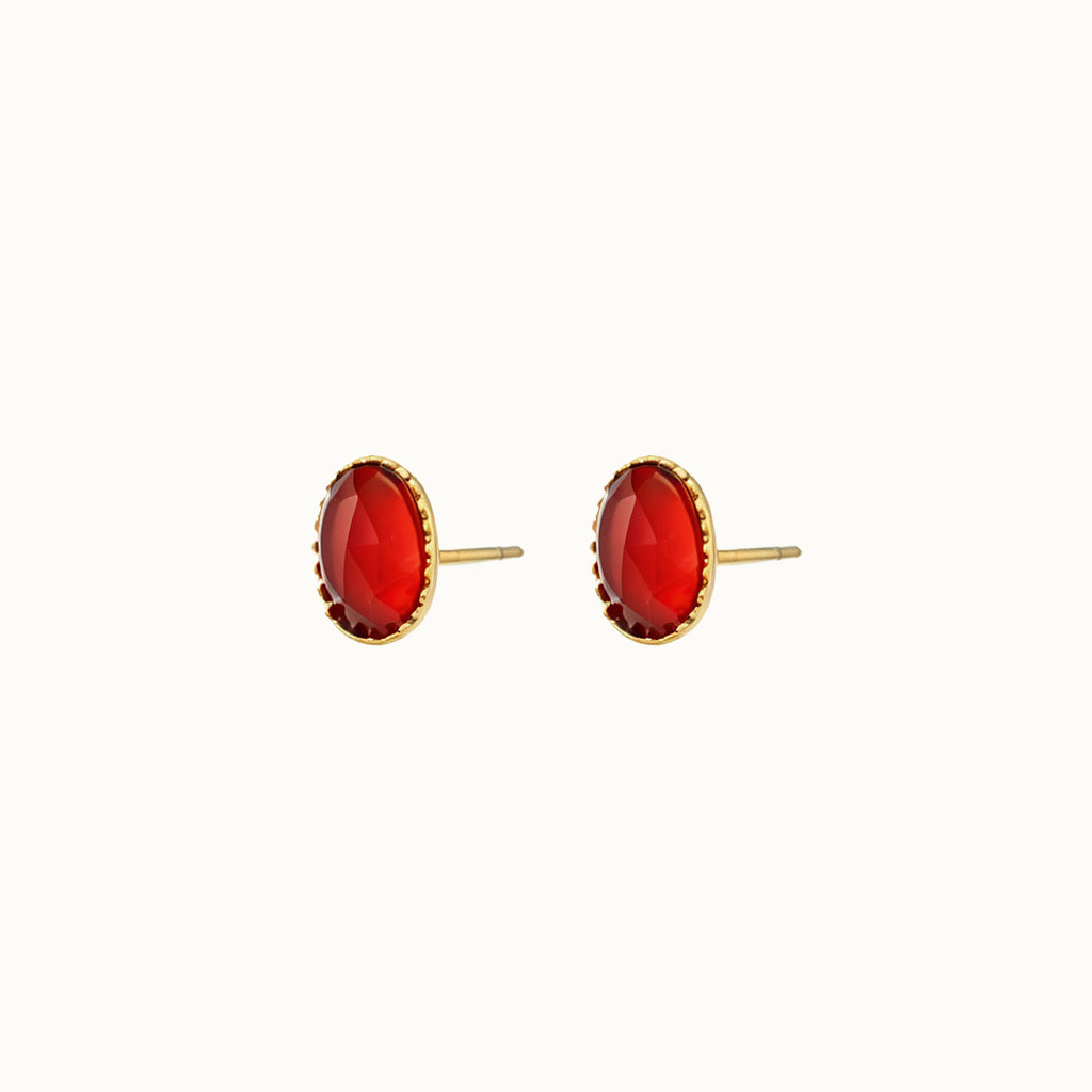 Red Agate Stud Earrings