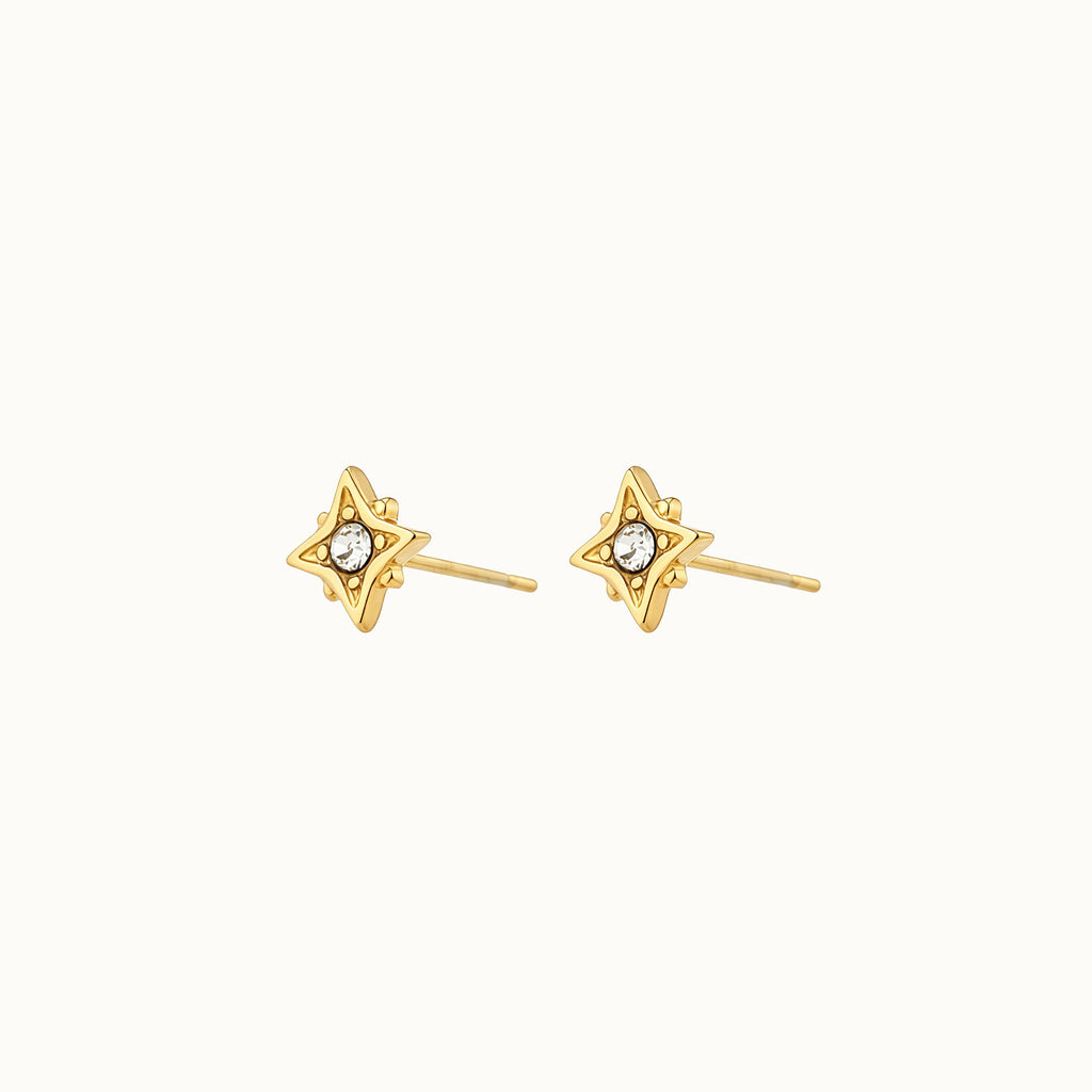 Gold Star Zircon Stud Earrings