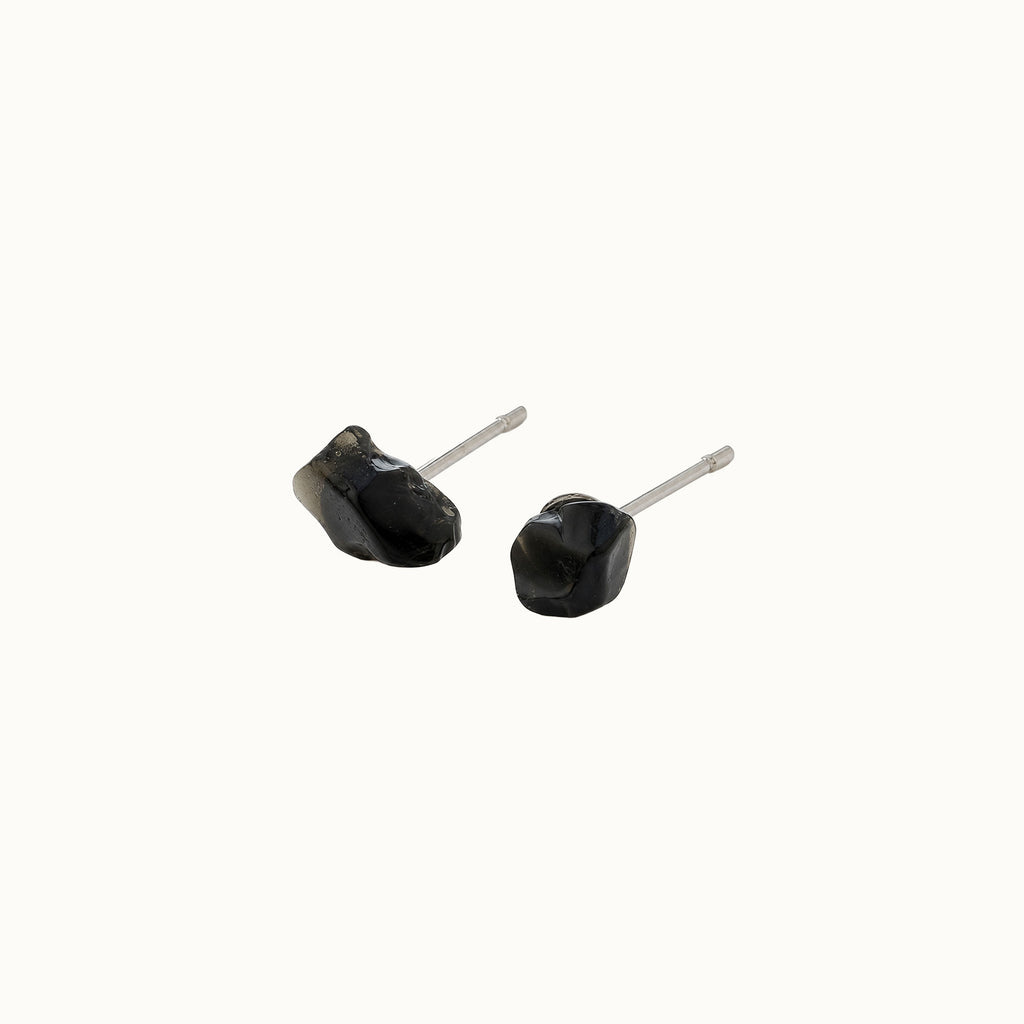 Black Agate Stud Earrings