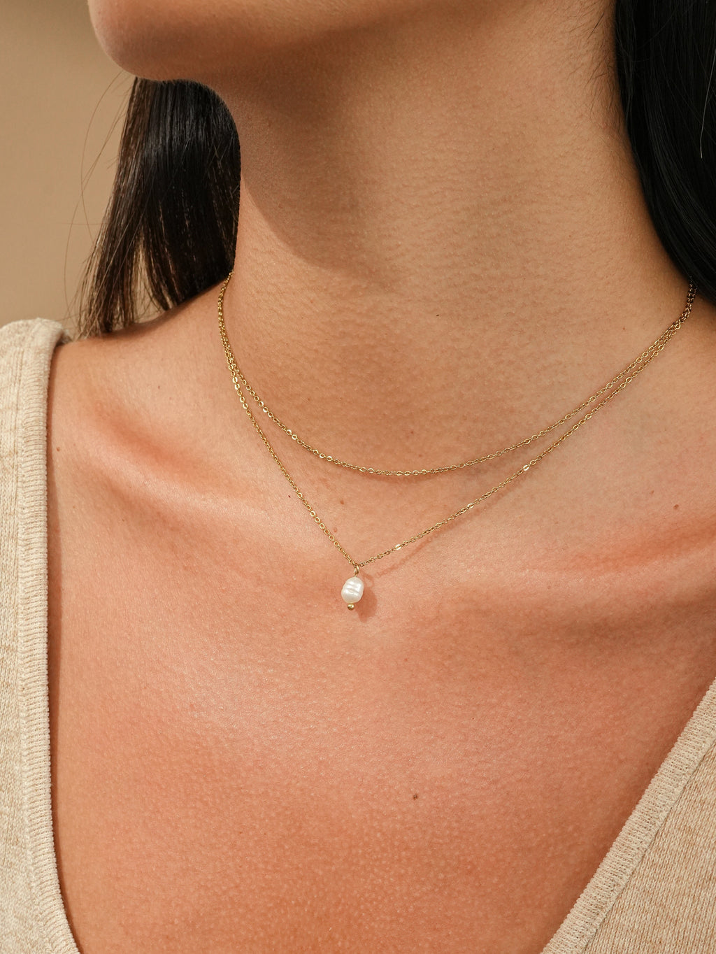 Freshwater Pearl Double Chain Necklace