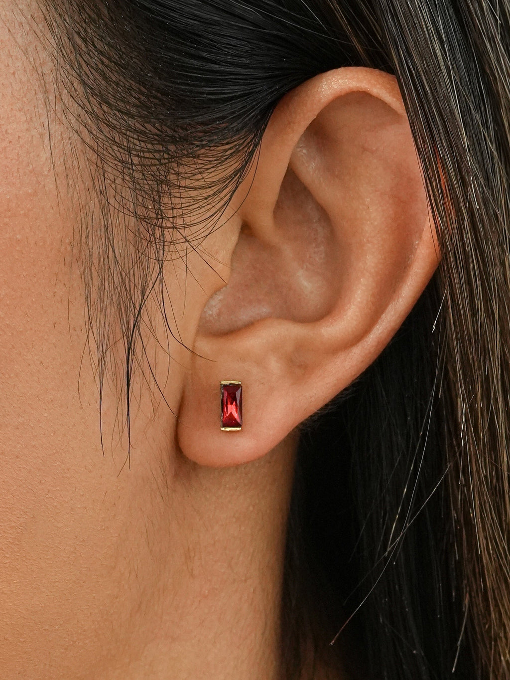 Red Zircon Stud Earrings