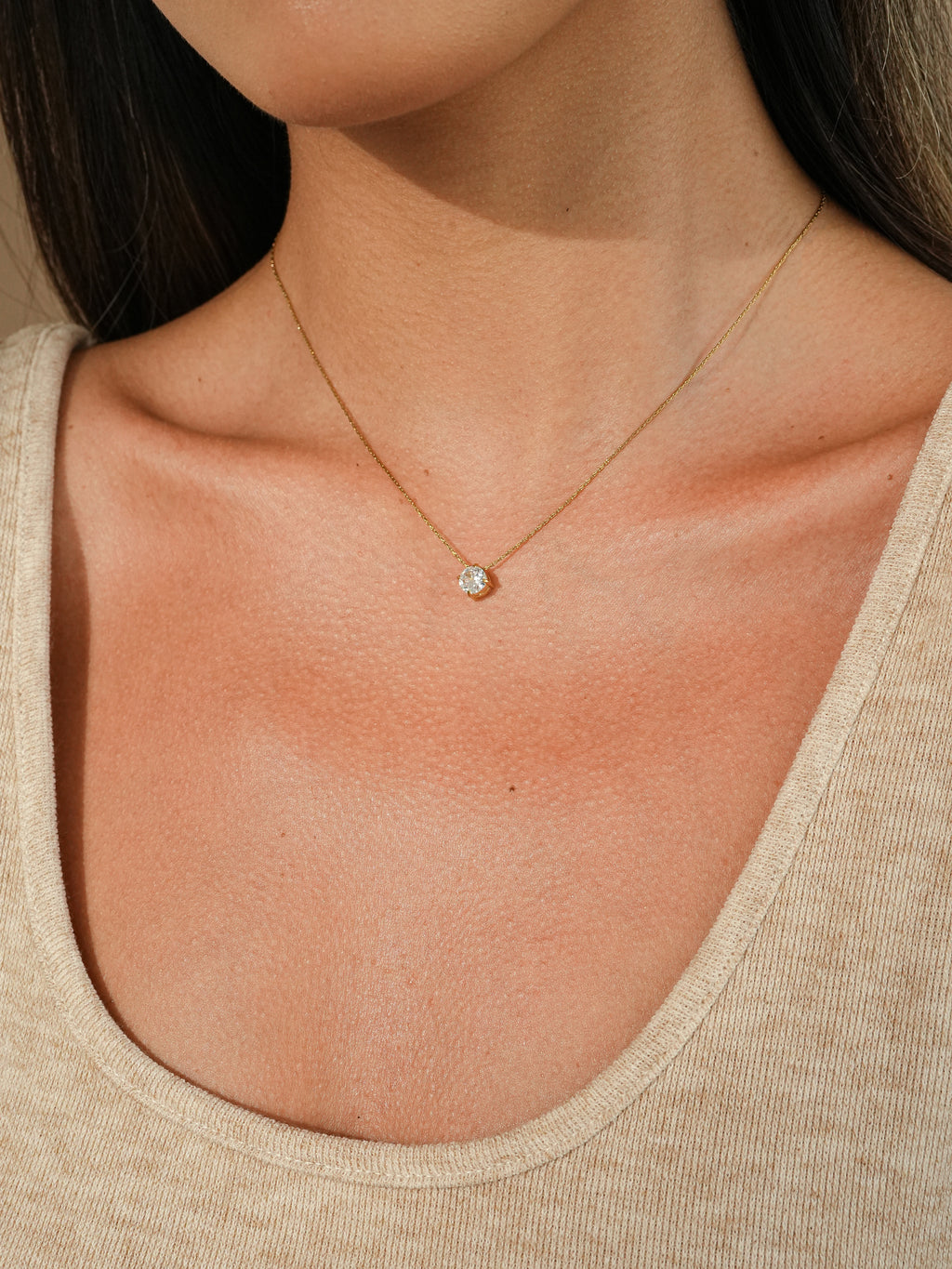 Gold Zircon Pendant Necklace