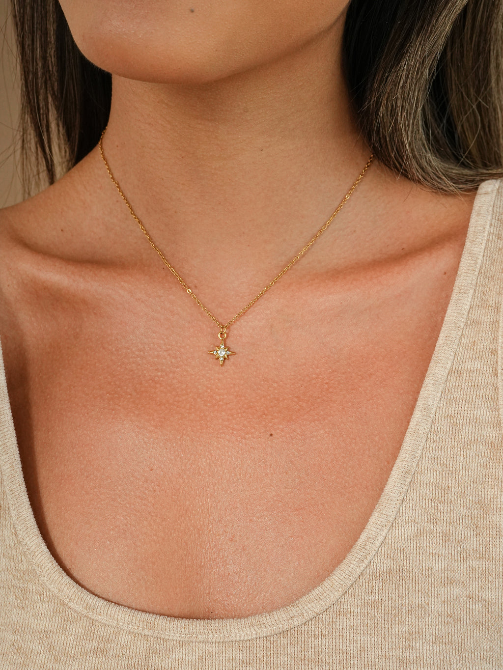Gold Star Zircon Necklace
