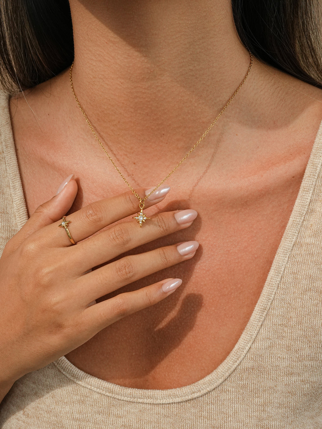 Gold Star Zircon Necklace