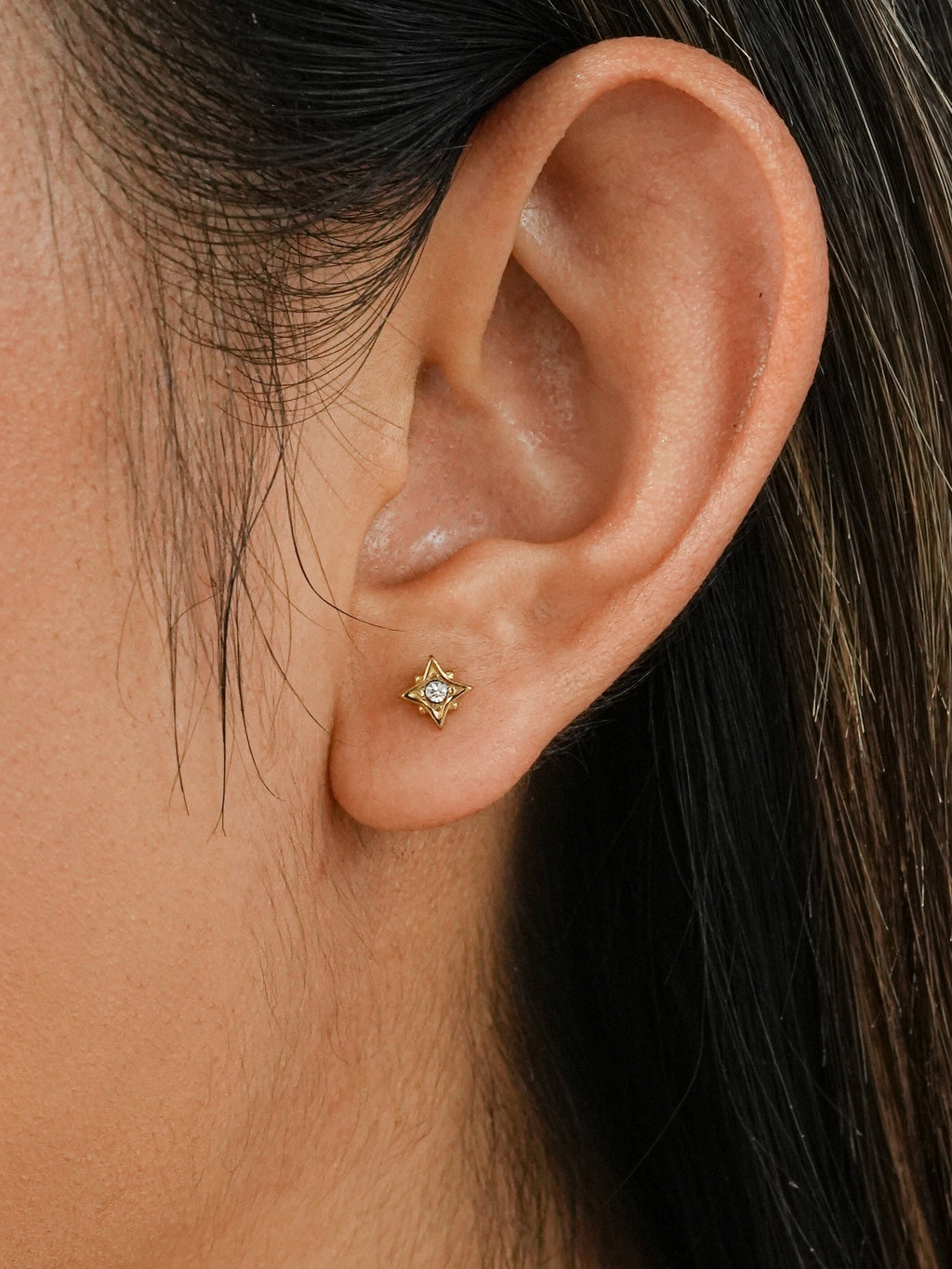 Gold Star Zircon Stud Earrings