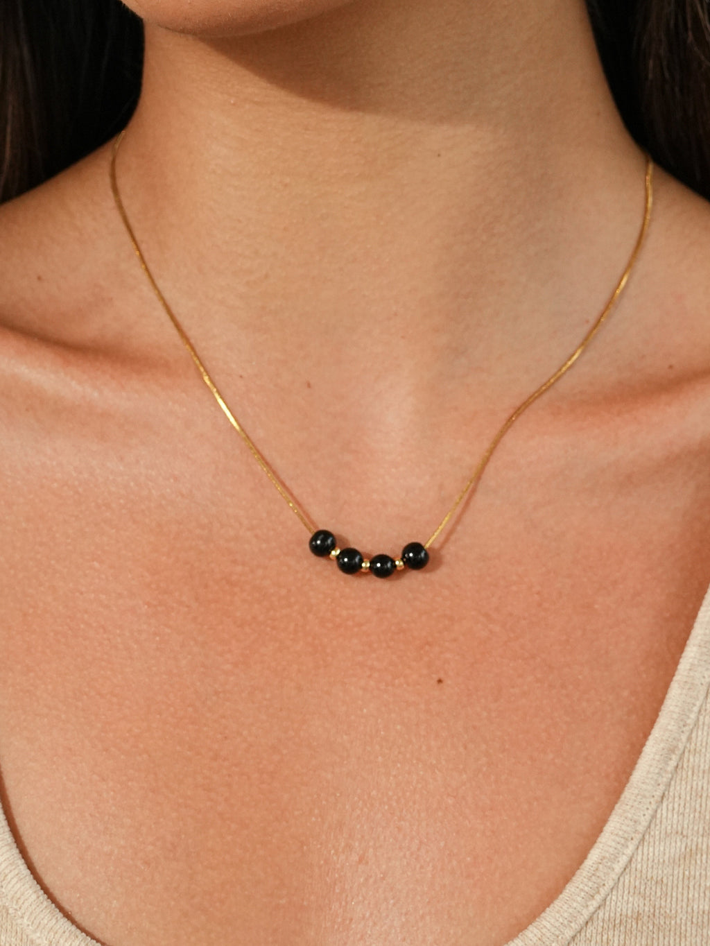 Black Agate Beaded Necklace