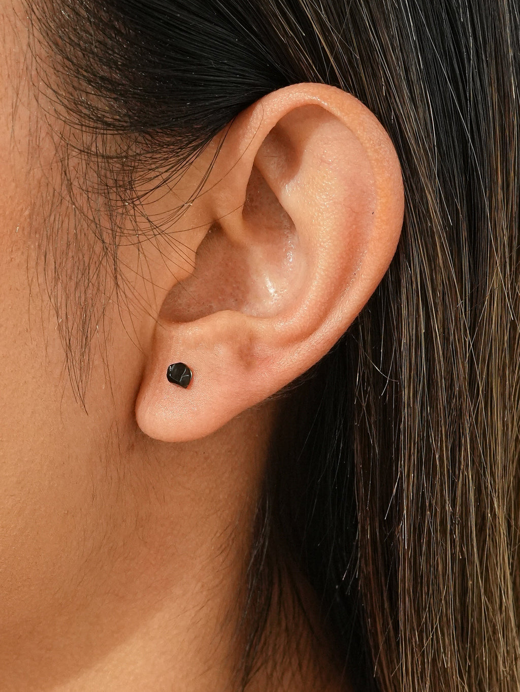 Black Agate Stud Earrings